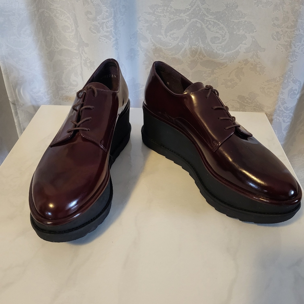 Stuart Weitzman Kent Platform Oxford, Women Shoes Size 9M, Color Burgundy